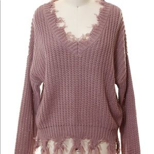 Muave fringed sweater